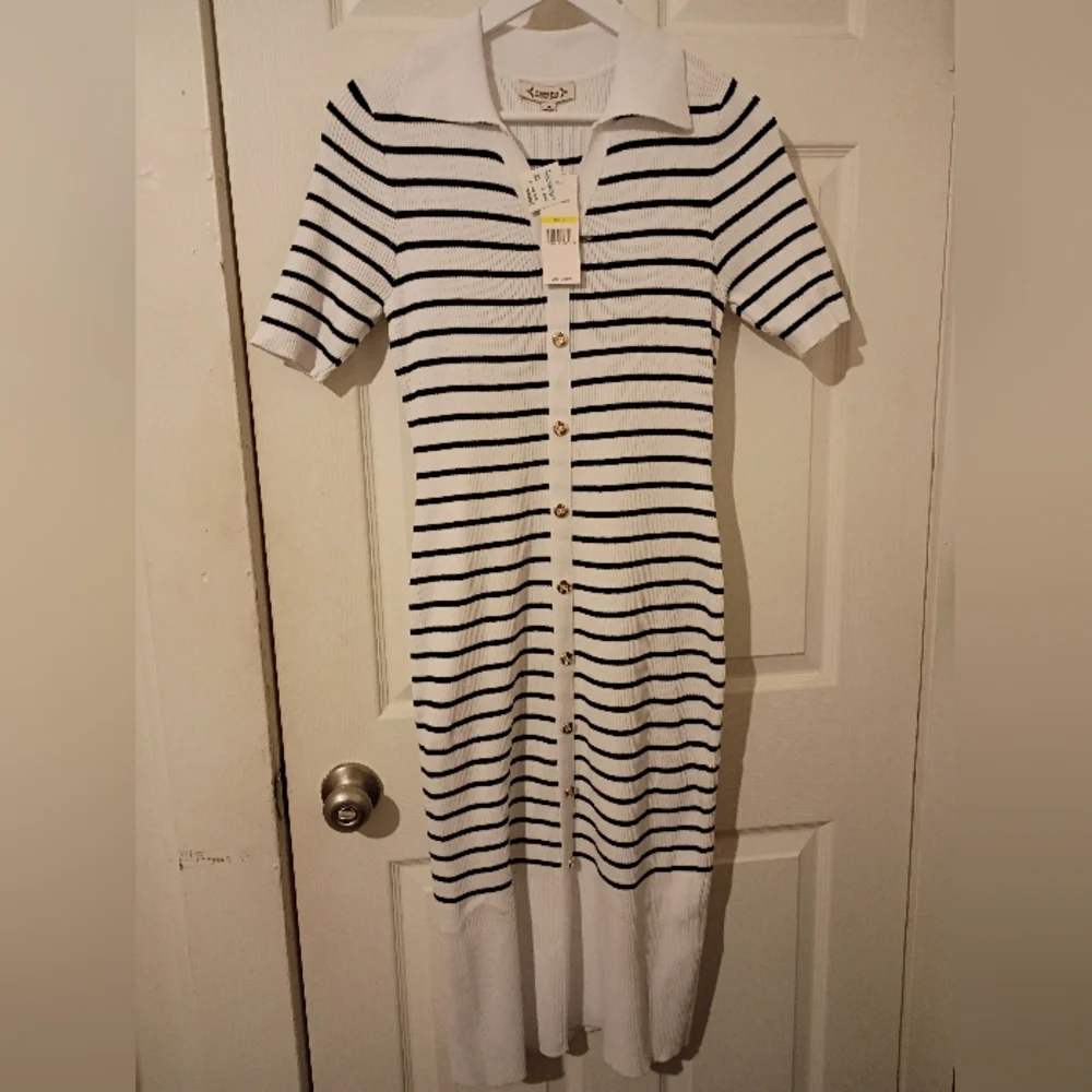 Nanette White ๐ค Striped Midi Dress - Picture 1 of 4
